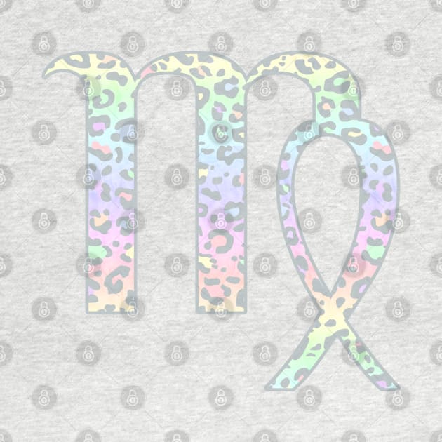 Virgo Zodiac Horoscope Symbol in Pastel Rainbow Leopard Print by bumblefuzzies